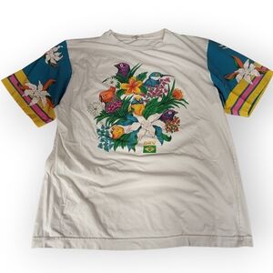 BEE Brazil Graphic Tee with 3D Floral and Bird Print - L